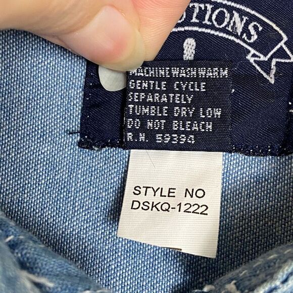 Vintage Solutions Chambray Denim Fall Halloween Scarecrow Pumpkin Button Up Sz M - Picture 8 of 8